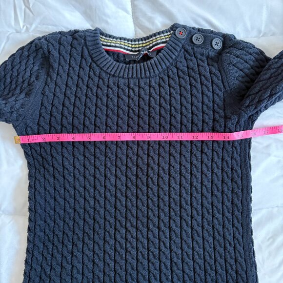 Tommy Hilfiger Button Shoulder Cable Knit Crewneck Navy Sweater Size Medium - Picture 4 of 8